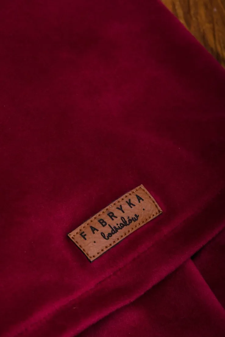 Komplet welurowy bordowy turban + chusta