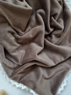 Komplet welurowy brązowy turban + chusta