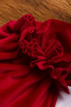 Komplet welurowy czerwony turban + chusta