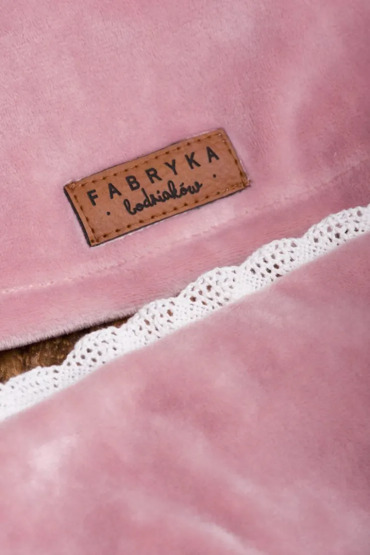Komplet welurowy różowy turban + chusta