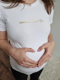 Koszulka ciążowa z nadrukiem Mommy to bee