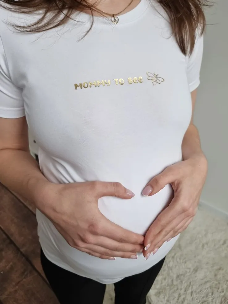 Koszulka ciążowa z nadrukiem Mommy to bee
