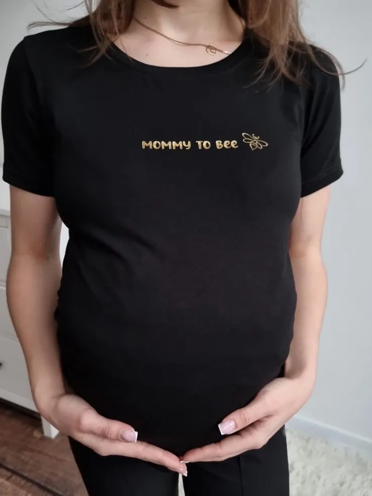 Koszulka ciążowa z nadrukiem Mommy to bee