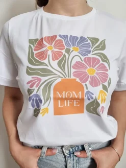 Koszulka damska kwiaty w wazonie mom life