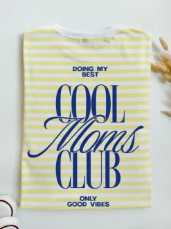 Koszulka damska w paski z nadrukiem cool moms club