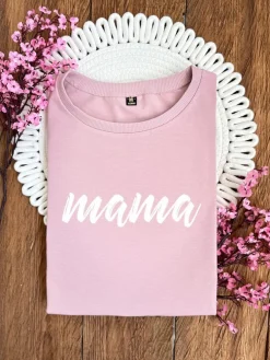 Koszulka damska z białym nadrukiem mama