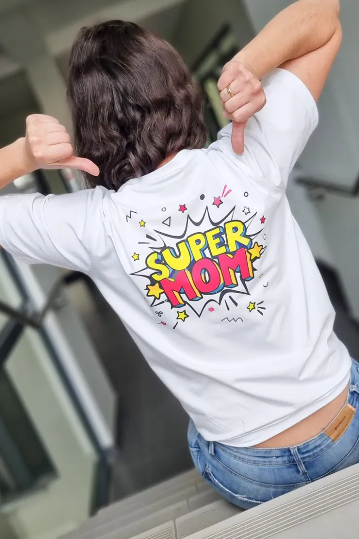 Koszulka damska z komiksowym motywem super mom