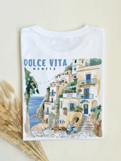 Koszulka damska z nadrukiem dolce vita mamita