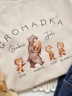 Koszulka damska z nadrukiem gromadka Babci