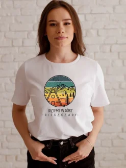 Koszulka damska z nadrukiem idziemy w góry