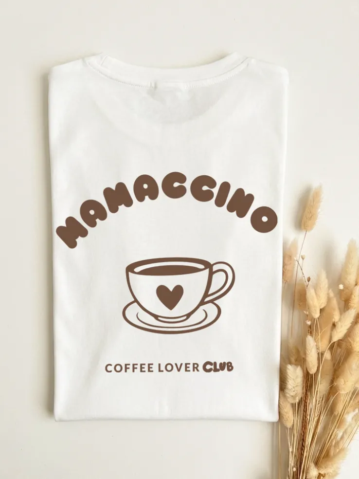 Koszulka damska z nadrukiem mamaccino coffee lover