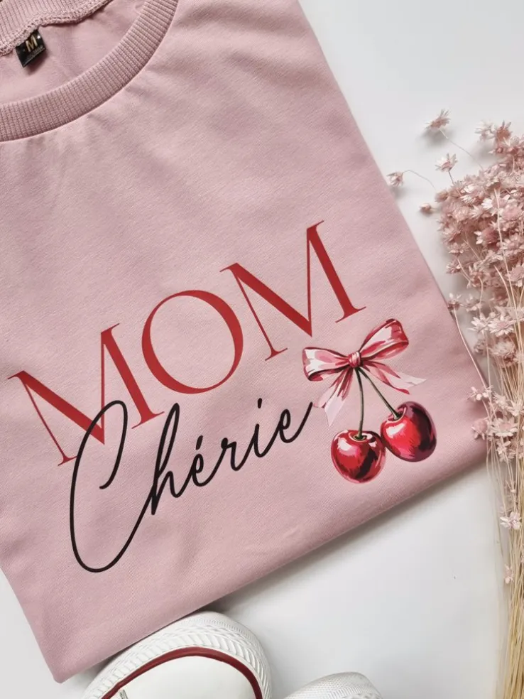 Koszulka damska z nadrukiem Mom Cherie