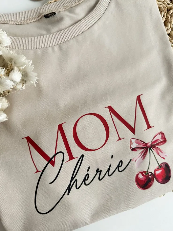 Koszulka damska z nadrukiem Mom Cherie
