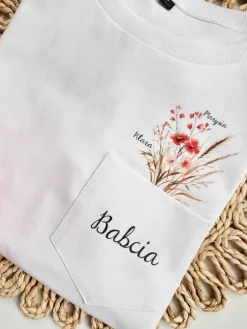 Koszulka dla Babci kwiaty w kieszonce