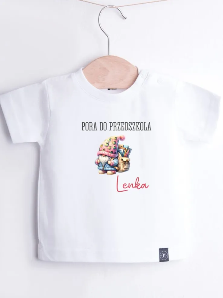 Koszulka dziecięca krasnoludek z plecakiem pora do przedszkola