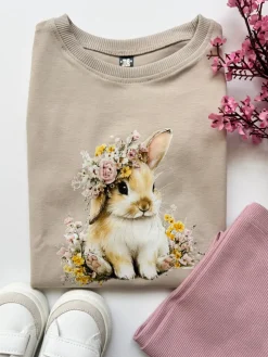 Koszulka dziecięca króliś w kwiatach