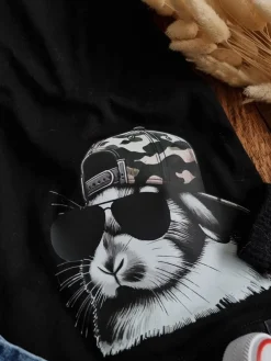 Koszulka dziecięca zając w czapce i okularach