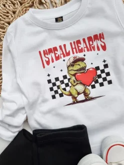Koszulka dziecięca z dinozaurem I STEAL HEARTS
