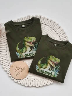 Koszulka dziecięca zielony dinozaur