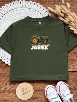 Koszulka dziecięca zielony traktor