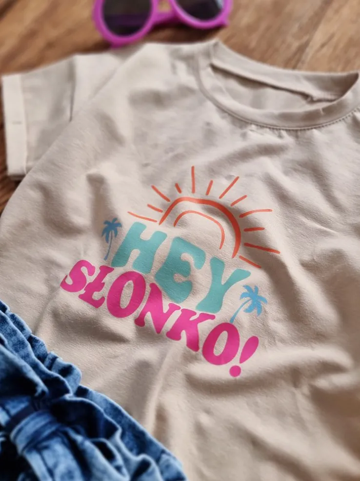 Koszulka dziecięca z nadrukiem hey słonko
