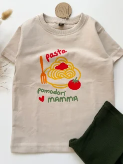 Koszulka dziecięca z nadrukiem pasta pomodori mamma