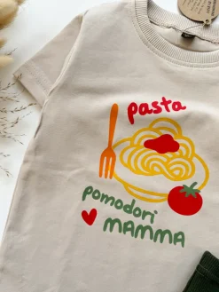 Koszulka dziecięca z nadrukiem pasta pomodori mamma
