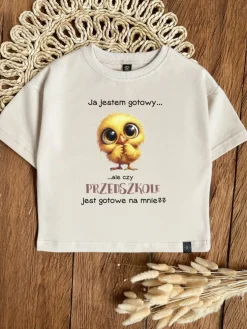 Koszulka dziecięca z nadrukiem kurczaczka gotowy na przedszkole
