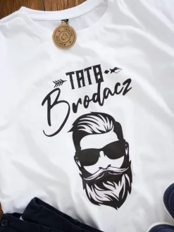 Koszulka męska z nadrukiem tata brodacz