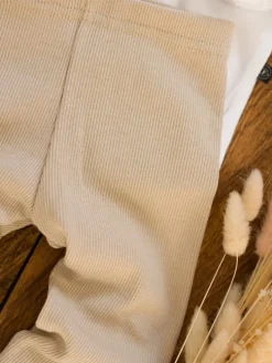 Legginsy niemowlęce prążkowane kremowe