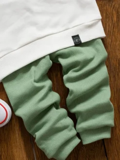 Legginsy niemowlęce prążkowane pistacja