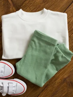 Legginsy niemowlęce prążkowane pistacja