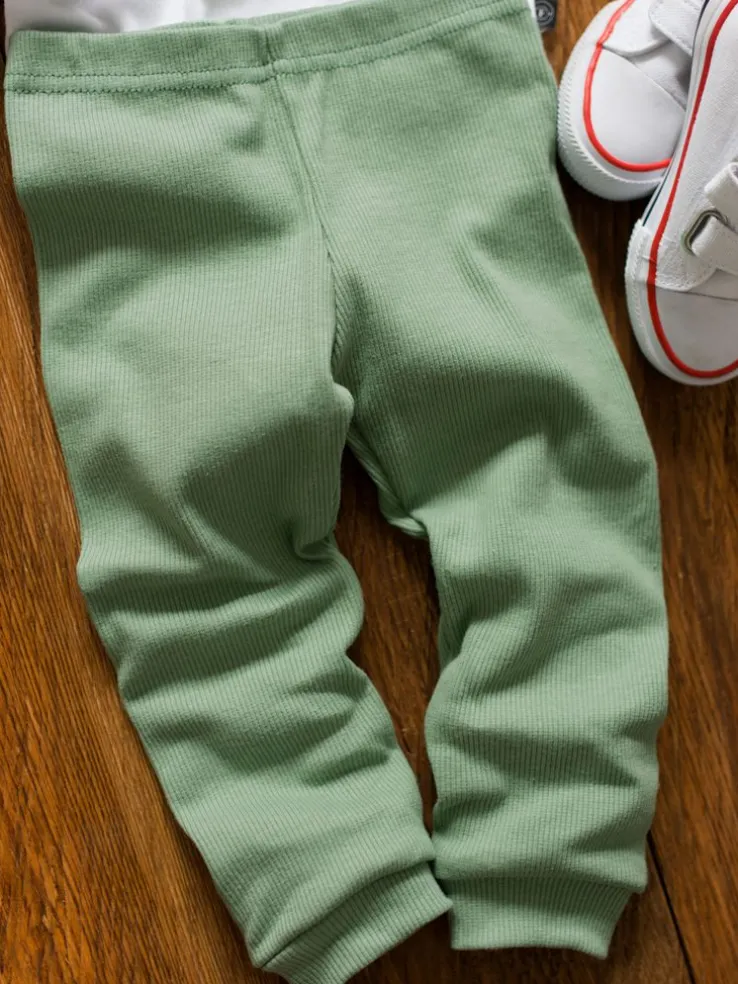 Legginsy niemowlęce prążkowane pistacja