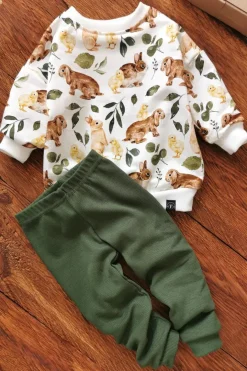 Legginsy niemowlęce prążkowane oliwkowe