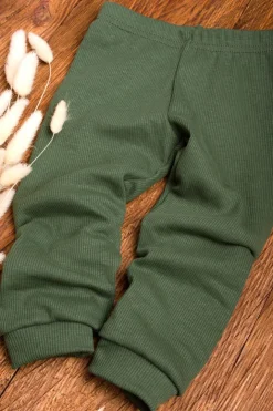 Legginsy niemowlęce prążkowane oliwkowe