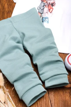Legginsy niemowlęce prążkowane brudny niebieski