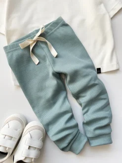 Legginsy niemowlęce prążkowane brudny niebieski