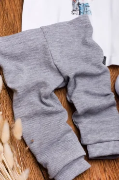 Legginsy niemowlęce prążkowane szare