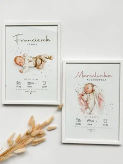 Metryczka w ramce ze zdjęciem Twojego dziecka