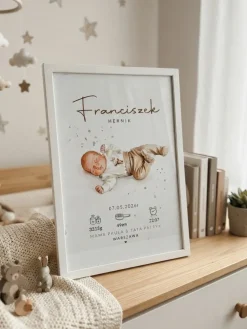 Metryczka w ramce ze zdjęciem Twojego dziecka
