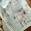 Miętowy worek plecak do przedszkola z robotem i imieniem