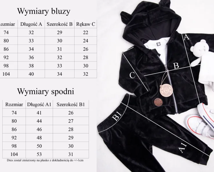 Niemowlęcy dres z uszkami misia koloru beżowego