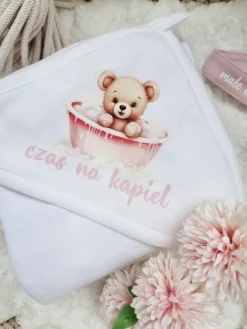 Okrycie kąpielowe słodki miś czas na kąpiel