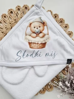 Okrycie kąpielowe słodki miś w koszyku