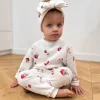 Opaska prążek z dużą kokardą truskawki i serduszka