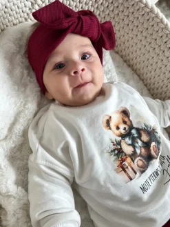 Opaska prążek z kokardą bordowa