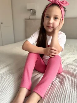 Opaska prążek z kokardą róż