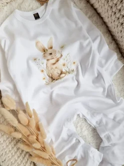 Pajac niemowlęcy króliś z polnymi kwiatuszkami