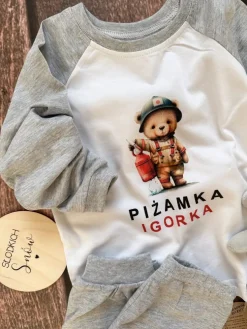 Piżama dziecięca z imieniem miś strażak