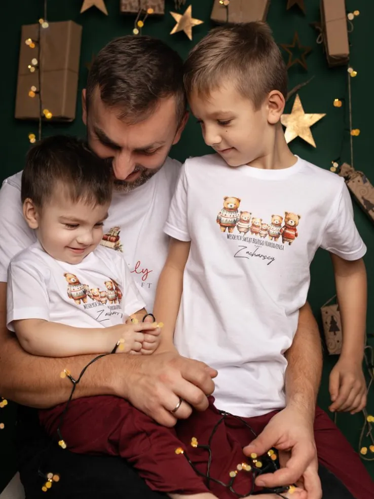 Piżama męska z nadrukiem rodziny misiów